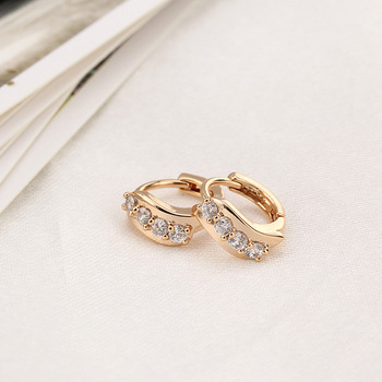 er kou Electroplating Creative Four Circle Zircon Earrings Jewelry
